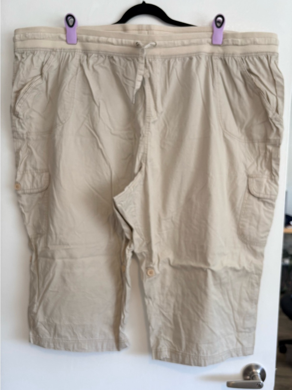 Woman Within Beige Cropped Cargo Pants - size 34W